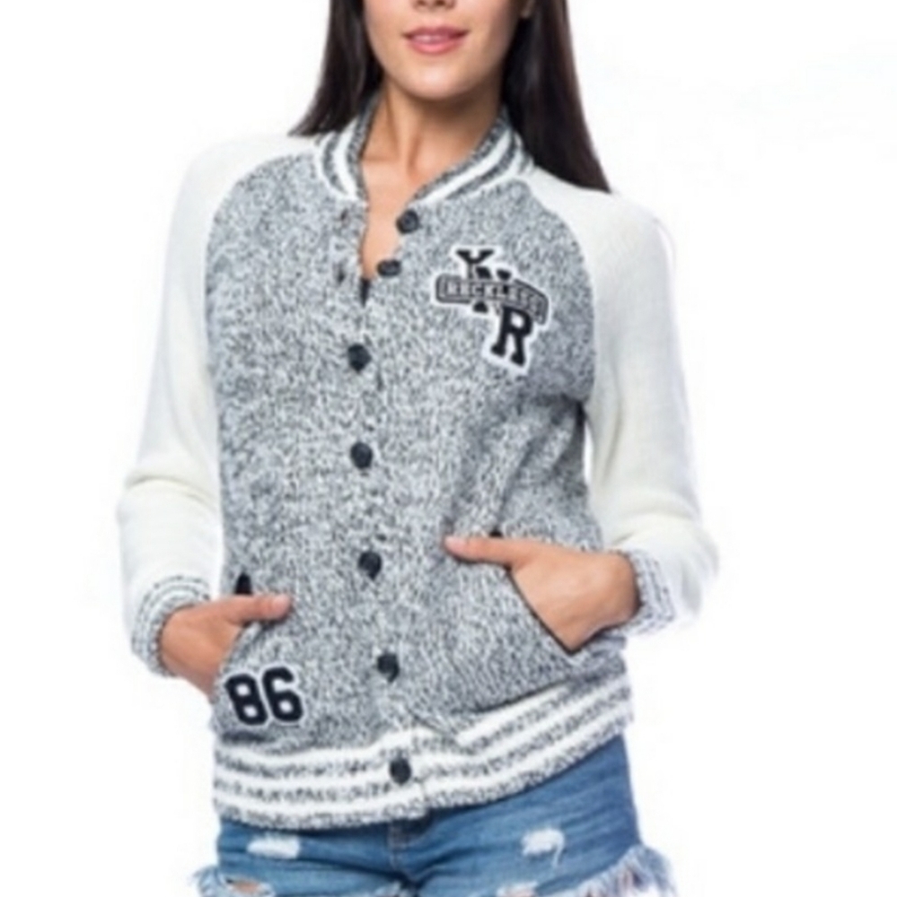 PacSun Young & Reckless varsity Letterman Cardigan Sweater S NWT